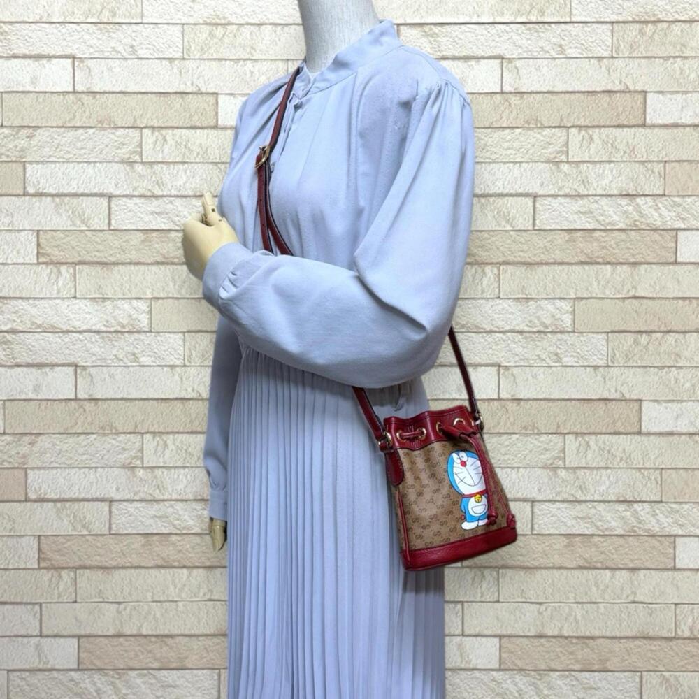 Gucci Doraemon Collaboration Mini Baguette Bag Micro GG Supreme Shoulder 6478... - Picture 2 of 8